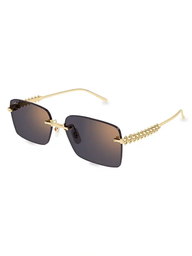 Cartier Women's Clash De  58MM Rectangular Sunglasses - Gold Dark Grey