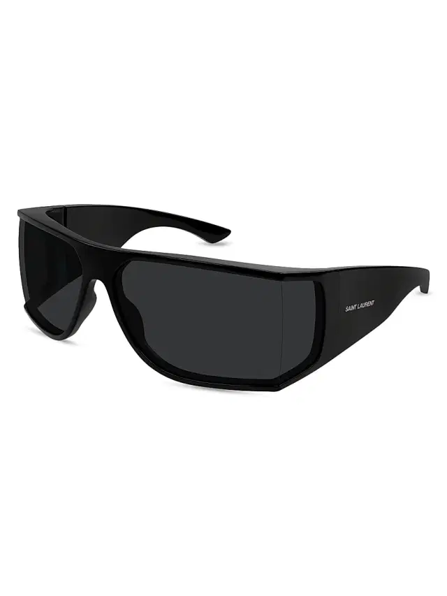 Saint Laurent Men's 75MM Rectangular Sunglasses - Black