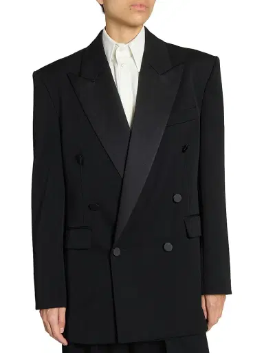 Saint Laurent Women's Tuxedo Jacket in Grain De Poudre | Thumbnail 3 Saint Laurent Women's Tuxedo Jacket in Grain De Poudre | Thumbnail 3