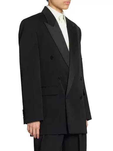 Saint Laurent Women's Tuxedo Jacket in Grain De Poudre | Thumbnail 4 Saint Laurent Women's Tuxedo Jacket in Grain De Poudre | Thumbnail 4