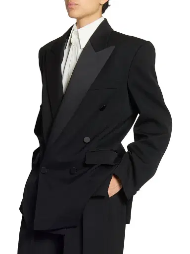 Saint Laurent Women's Tuxedo Jacket in Grain De Poudre | Thumbnail 6 Saint Laurent Women's Tuxedo Jacket in Grain De Poudre | Thumbnail 6