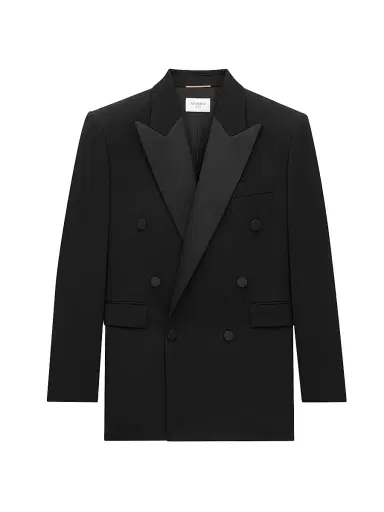 Saint Laurent Women's Tuxedo Jacket in Grain De Poudre | Thumbnail 1 Saint Laurent Women's Tuxedo Jacket in Grain De Poudre | Thumbnail 1