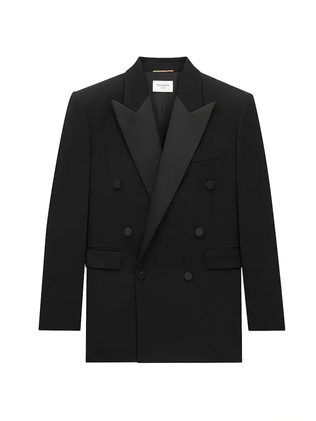 Women's Tuxedo Jacket in Grain De Poudre - Black