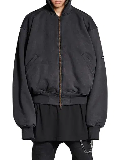 Balenciaga Men's Bomber Hoodie - Black Faded - Size XS | Thumbnail 5