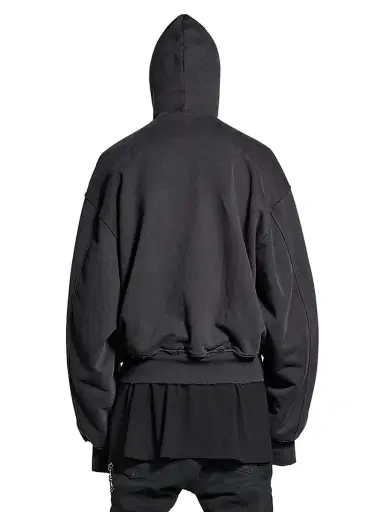 Balenciaga Men's Bomber Hoodie - Black Faded - Size XS | Thumbnail 6