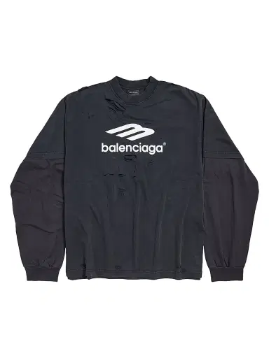Balenciaga Men's 3B Sport Icon Layered T-Shirt Medium Fit - Black - Size Large | Thumbnail 1