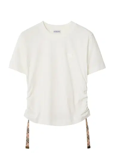 Burberry Women's Ruched Cotton T-Shirt - Chalk - Size XXS | Thumbnail 1