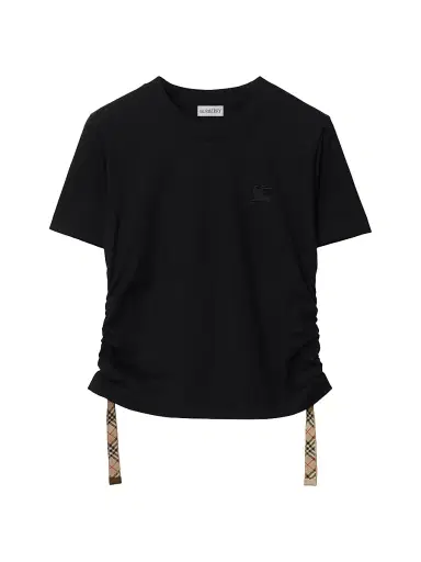 Burberry Women's Drawstring Logo Cotton T-Shirt - Black - Size XXS | Thumbnail 1 Burberry Women's Drawstring Logo Cotton T-Shirt - Black - Size XXS | Thumbnail 1