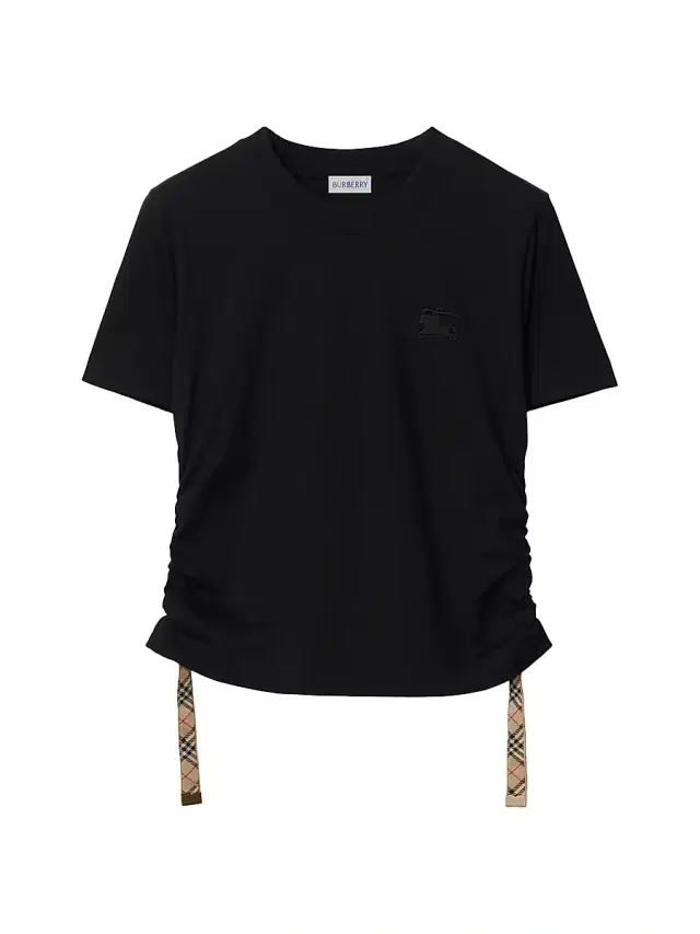 Women's Drawstring Logo Cotton T-Shirt - Black