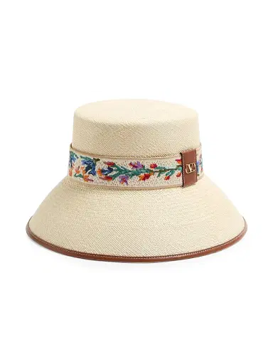 Valentino Garavani Women's Antibes Straw Bucket Hat - Natural Saddle Brown - Size Large | Thumbnail 2 Valentino Garavani Women's Antibes Straw Bucket Hat - Natural Saddle Brown - Size Large | Thumbnail 2