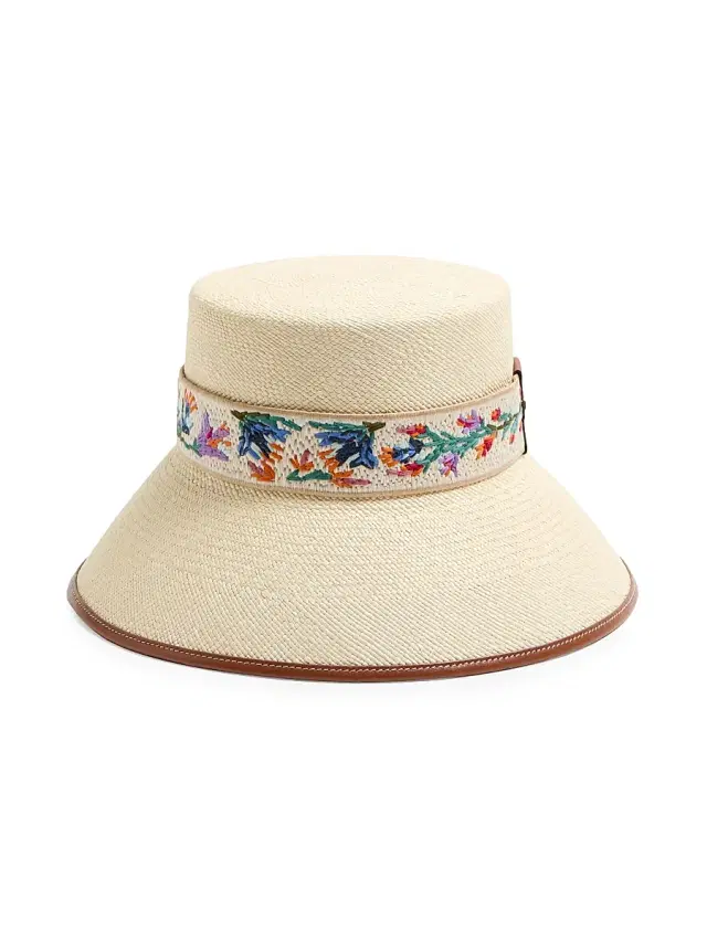 Valentino Garavani Women's Antibes Straw Bucket Hat - Natural Saddle Brown