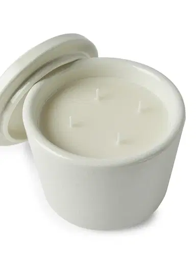 Brunello Cucinelli Maxi Scented Candle in Craquelé Ceramic Vessel with Lid - White | Thumbnail 3 Brunello Cucinelli Maxi Scented Candle in Craquelé Ceramic Vessel with Lid - White | Thumbnail 3