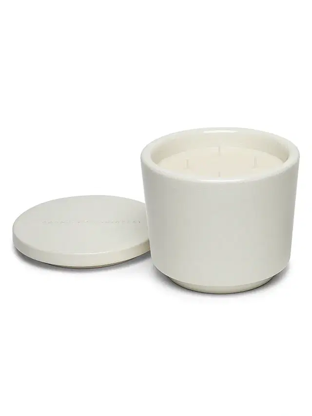 Maxi Scented Candle in Craquelé Ceramic Vessel with Lid - White