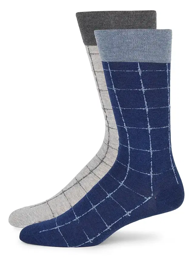 Men's Grid Classic Socks Set, 2-Pack