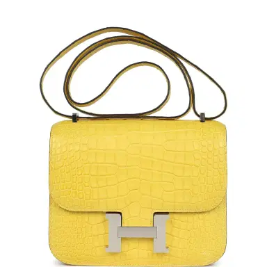 HERMÈS Hermes Constance 1-18 Mimosa Matte Alligator Mississippiensis Palladium Hardware | Thumbnail 1 HERMÈS Hermes Constance 1-18 Mimosa Matte Alligator Mississippiensis Palladium Hardware | Thumbnail 1
