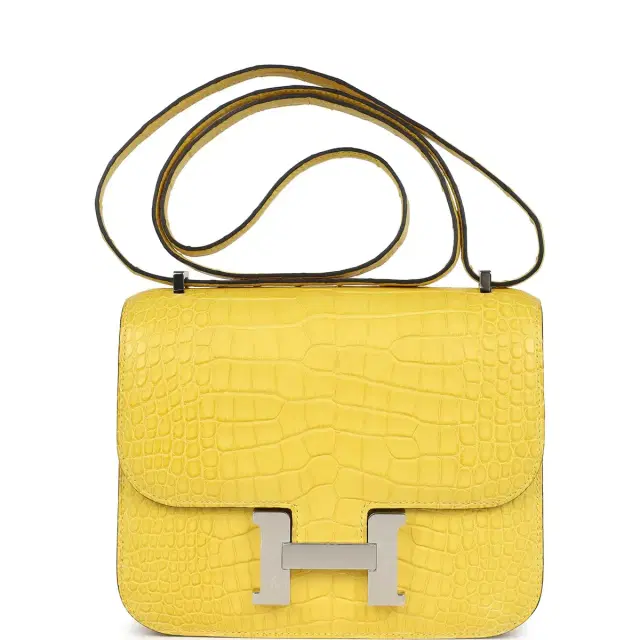 hermes Hermes Constance 1-18 Mimosa Matte Alligator Mississippiensis Palladium Hardware