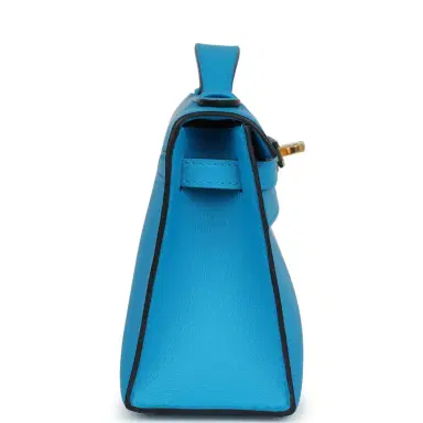 HERMÈS Hermes Kelly Pochette Bleu Frida Swift Gold Hardware | Thumbnail 4 HERMÈS Hermes Kelly Pochette Bleu Frida Swift Gold Hardware | Thumbnail 4