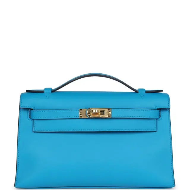 hermes Hermes Kelly Pochette Bleu Frida Swift Gold Hardware