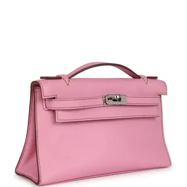 HERMÈS Pre-owned Hermes Kelly Pochette Bubblegum Swift Palladium Hardware | Thumbnail 2