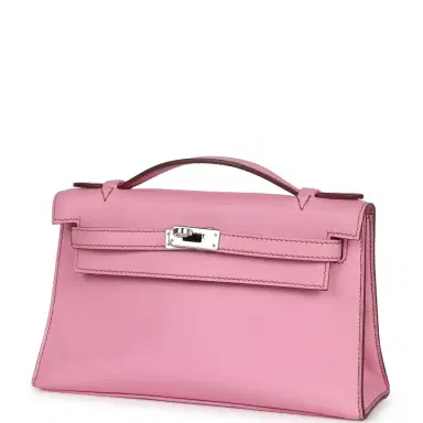 HERMÈS Pre-owned Hermes Kelly Pochette Bubblegum Swift Palladium Hardware | Thumbnail 3