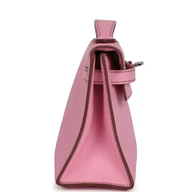 HERMÈS Pre-owned Hermes Kelly Pochette Bubblegum Swift Palladium Hardware | Thumbnail 4