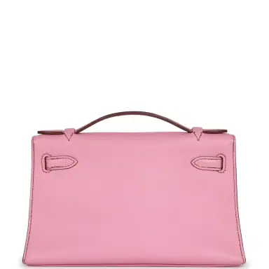 HERMÈS Pre-owned Hermes Kelly Pochette Bubblegum Swift Palladium Hardware | Thumbnail 5