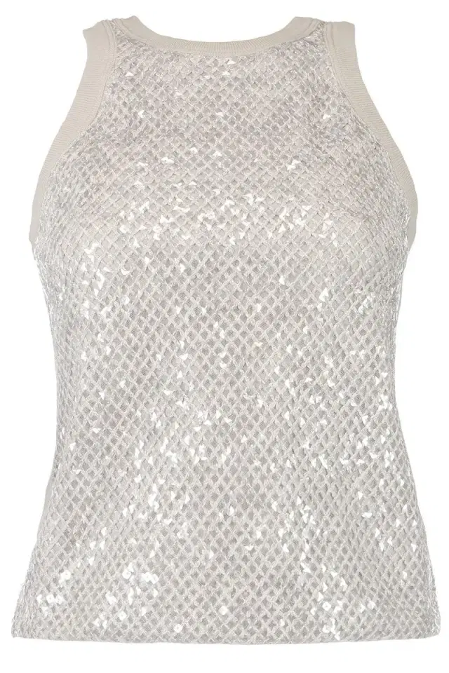 DAZZLING EMBROIDERY TANK - WARM WHITE