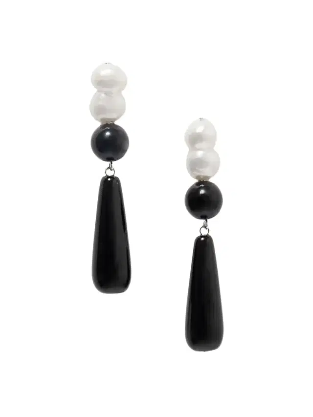 Completedworks Tarn Ii Recycled Silver, Onyx And Pearl Earrings