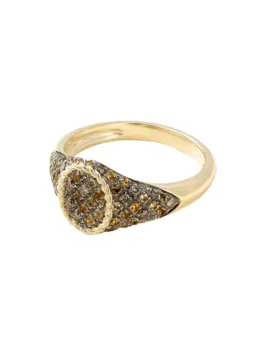 Yvonne Léon Baby Chevalière Ovale 9-karat Gold, Diamond And Citrine Signet Ring | Thumbnail 1 Yvonne Léon Baby Chevalière Ovale 9-karat Gold, Diamond And Citrine Signet Ring | Thumbnail 1