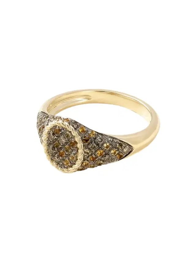 Yvonne Léon Baby Chevalière Ovale 9-karat Gold, Diamond And Citrine Signet Ring