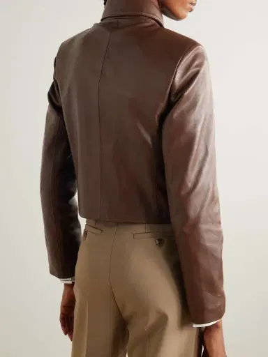 Nour Hammour Bleeker Cropped Paneled Leather Jacket | Thumbnail 4
