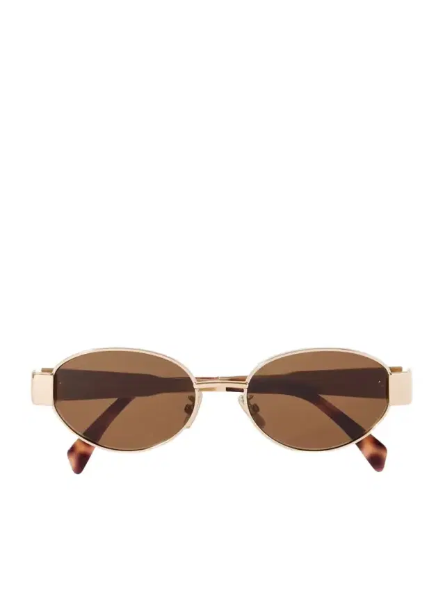 CELINE Eyewear Oval-frame Rose Gold-tone And Tortoiseshell Acetate Sunglasses