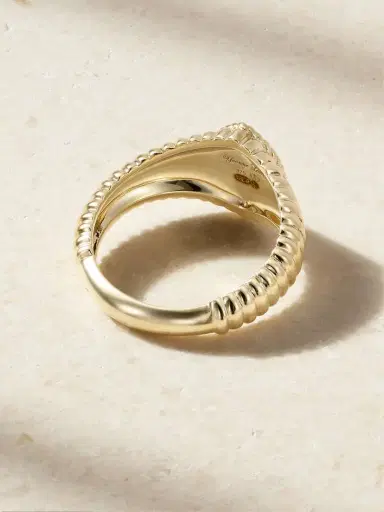 Yvonne Léon Baby Chevalière Marquise Berlingot 9-karat Gold Diamond Signet Ring | Thumbnail 3