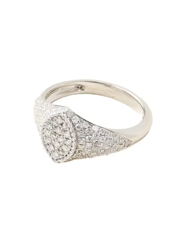 Yvonne Léon Baby Chevalière Marquise 9-karat White Gold Diamond Signet Ring