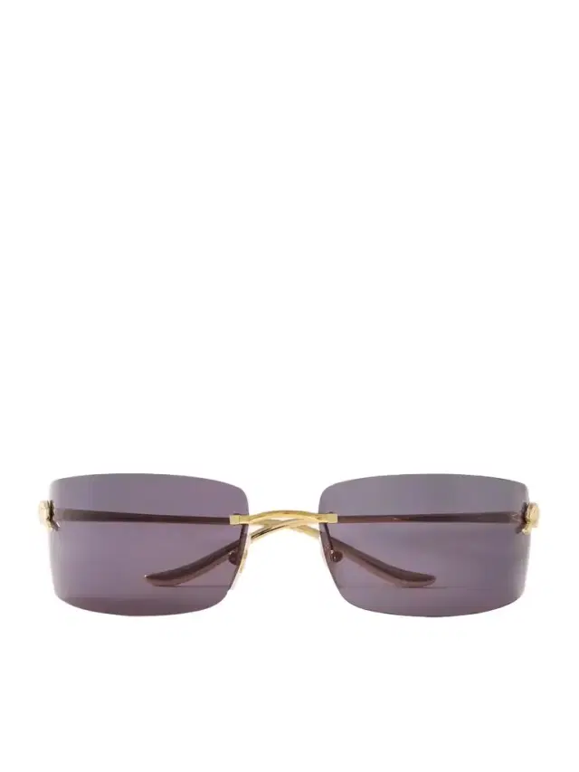Panthère De Cartier Rectangle-frame Rimless Gold-tone Sunglasses