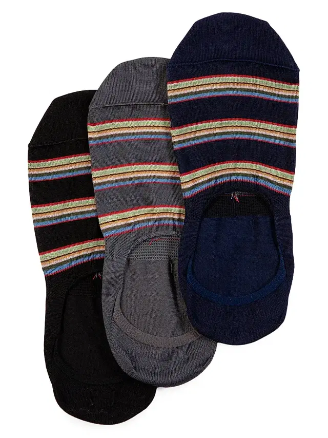 Men's 3-Pair Stripe Cotton-Blend Socks