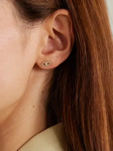 Jennifer Meyer Evil Eye Mini 18-karat Gold Diamond Earrings | Thumbnail 2 Jennifer Meyer Evil Eye Mini 18-karat Gold Diamond Earrings | Thumbnail 2
