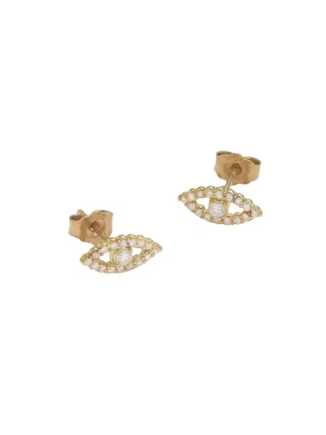 Evil Eye Mini 18-karat Gold Diamond Earrings