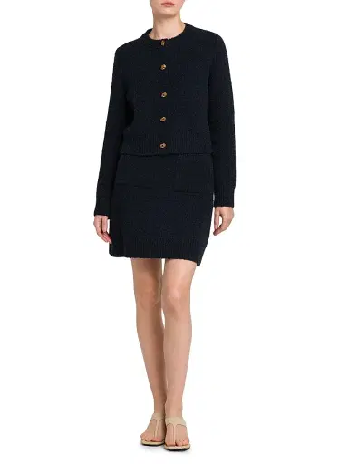 Bottega Veneta Women's Bouclé Knit Miniskirt - Navy - Size XL | Thumbnail 2