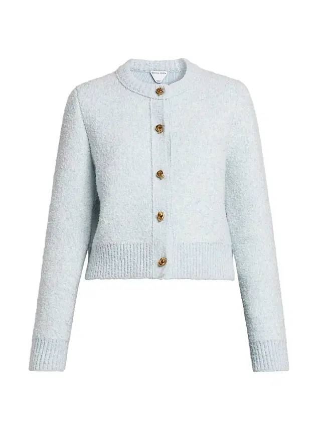 Women's Bouclé Knit Crewneck Cardigan - Bubble