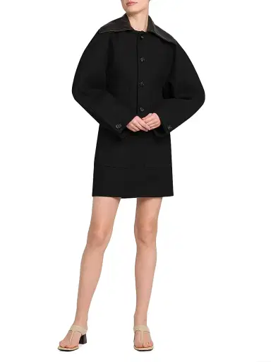 Bottega Veneta Women's Double Cotton A-Line Miniskirt - Black - Size 10 | Thumbnail 2 Bottega Veneta Women's Double Cotton A-Line Miniskirt - Black - Size 10 | Thumbnail 2