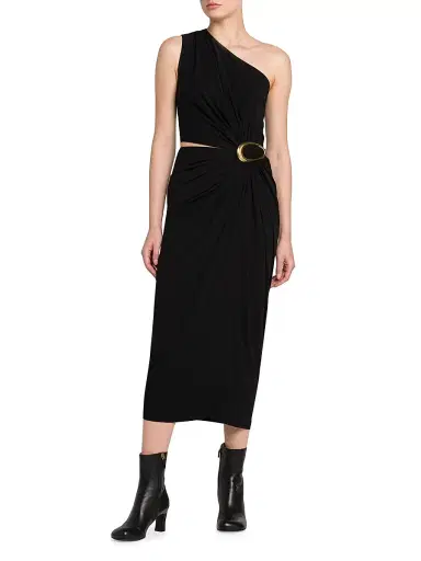 Bottega Veneta Women's Crepe Jersey Cut-Out Midi-Dress - Black - Size 4 | Thumbnail 3