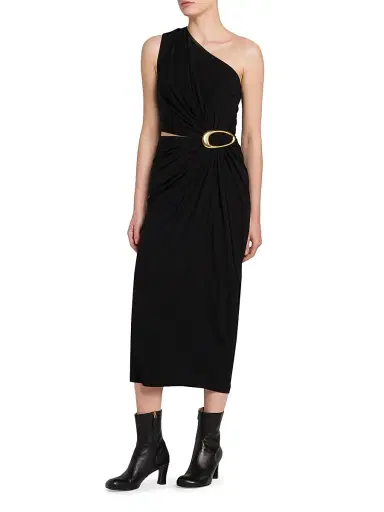 Bottega Veneta Women's Crepe Jersey Cut-Out Midi-Dress - Black - Size 4 | Thumbnail 4