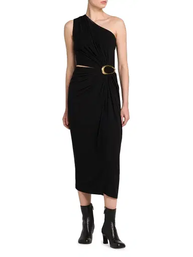 Bottega Veneta Women's Crepe Jersey Cut-Out Midi-Dress - Black - Size 4 | Thumbnail 6