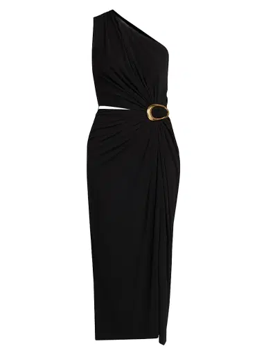 Bottega Veneta Women's Crepe Jersey Cut-Out Midi-Dress - Black - Size 4 | Thumbnail 1