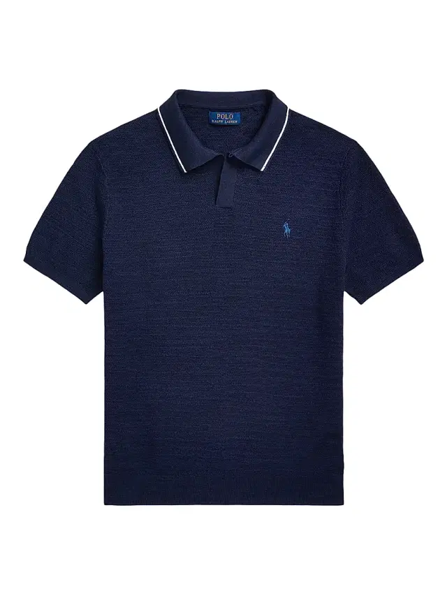 Men's Striped Cotton-Blend Polo Shirt - Bright Navy