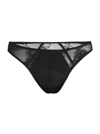 Fleur du Mal Men's Bouquet Sheer Floral Lace Thong - Black - Size XL | Thumbnail 1
