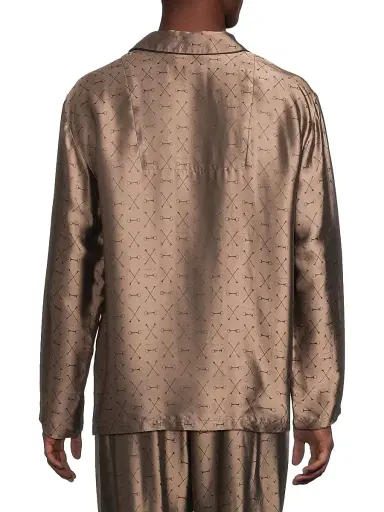 Fleur du Mal Men's Jacquard Silk-Blend Button-Front Pajama Shirt | Thumbnail 5 Fleur du Mal Men's Jacquard Silk-Blend Button-Front Pajama Shirt | Thumbnail 5