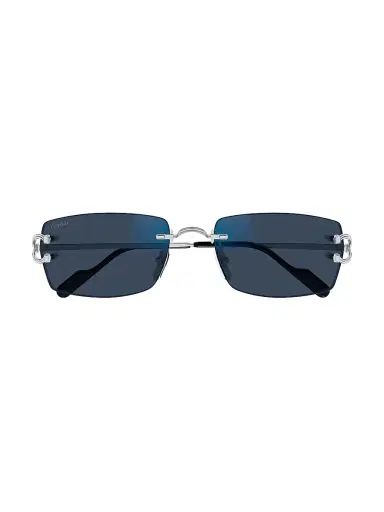 Cartier Men's C Decor 56MM Rectangular Sunglasses - Silver Blue | Thumbnail 2 Cartier Men's C Decor 56MM Rectangular Sunglasses - Silver Blue | Thumbnail 2