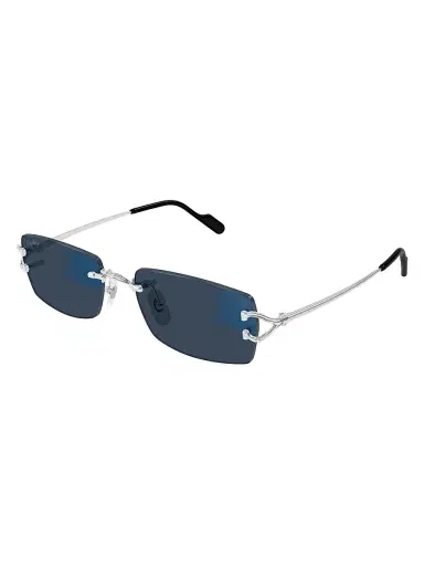 Cartier Men's C Decor 56MM Rectangular Sunglasses - Silver Blue | Thumbnail 1 Cartier Men's C Decor 56MM Rectangular Sunglasses - Silver Blue | Thumbnail 1